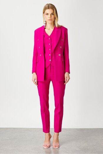 Moda İlgi Μπουφάν Fuchsia Modailgi με μισή γραμμή και λεπτομέρεια με κουμπιά