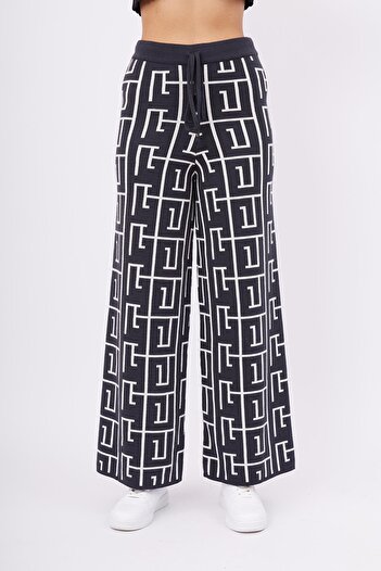Peraluna Maze Trouser Jacquard Organic Cotton Women's Trousers - Anthracite/Ecru