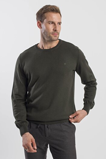 Jakamen Khaki Slim Fit Crew Neck Knitwear Sweater