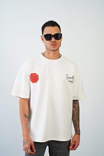 king brich Μπλουζάκι Kingbrich Oversize Double Face - Crew Neck, εμπρός και πίσω με στάμπα