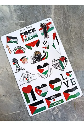 Hiras Dizayn 20 قطعة من ملصقات Free Gaza - Palestine Free، مقاس 17 × 25 سم للكمبيوتر المحمول