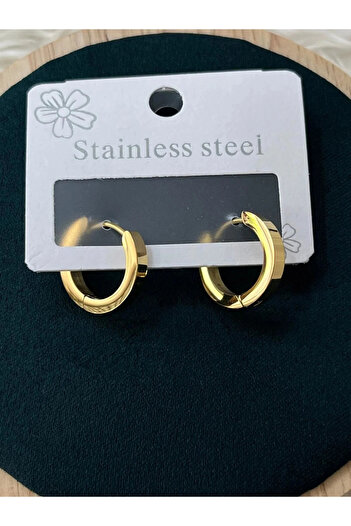 YASİN TOPÇU Steel Gold Ring Mini Stylish Earrings