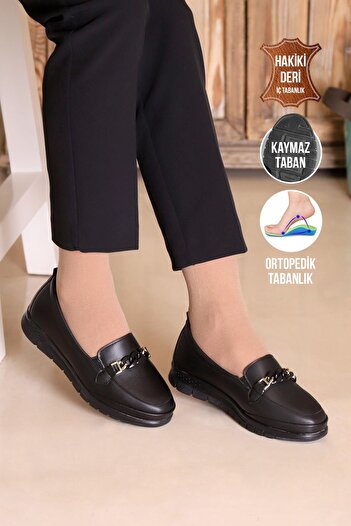 KAPTAN JUNIOR Black Orthopedic Women's Shoes - Mother Ballerina Shoes g