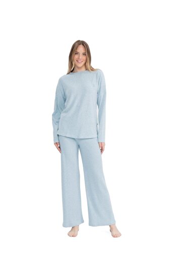 U.S. Polo Assn. BAZA. Polo Assn. Set de pijamale Blue Melange pentru damă - Gât rotund