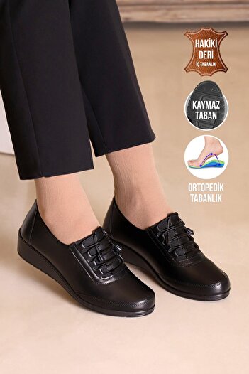 KAPTAN JUNIOR Black Orthopedic Women's Shoes - Mother Ballerina Shoes g