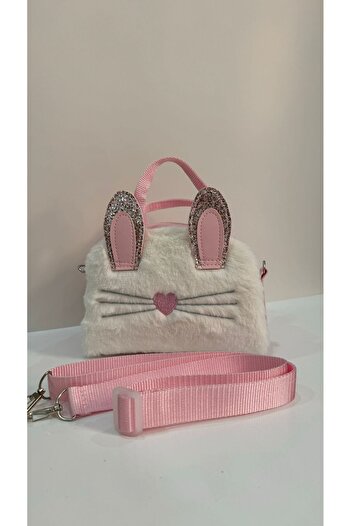 ErcanBag Geantă de umăr pentru copii cu model de pisică și inimă de pluș roz