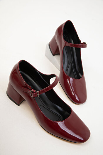 SOHO Claret Red Patent Leather Women's Classic Heeled Shoes 18447