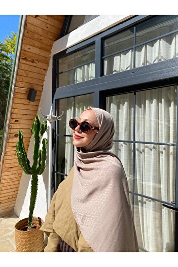 Şalland Cotton Jacquard Shawl Stone Shawl
