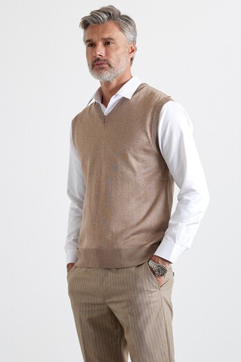 Livio Ferri Men's Plus Size Regular Cut V-Neck Sleeveless Sweater Knitwear Sweater