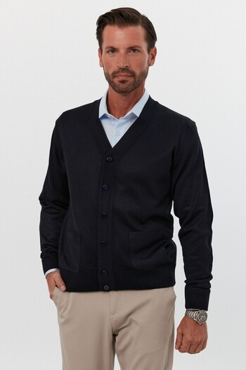 Livio Ferri Men's Plus Size Regular Cut Pocketed Cardigan Knitwear Sweater
