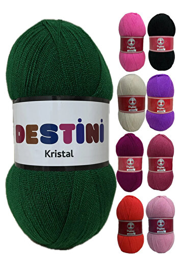 destini خيط ألياف كريستال - قطعة واحدة 100 جرام 475 متر أسياخ 3-3,5 كروشيه 3.5 رقم