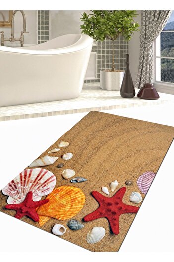 Ardizayn Sea Stars 70x120cm Non-Slip, Non-Spill, Washable Cotton Woven Base Bath Mat