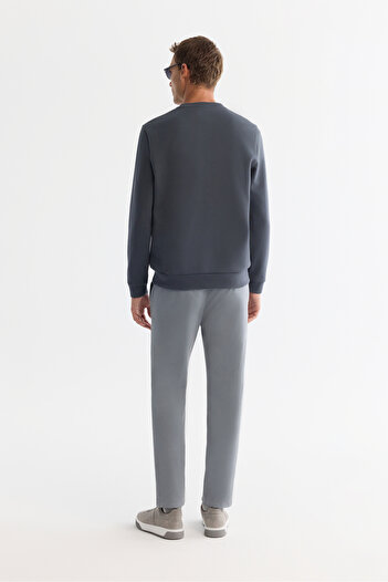 Avva Erkek Antrasit Bisiklet Yaka Pamuklu Baskılı Elastan Regular Fit Sweatshirt A42Y1221