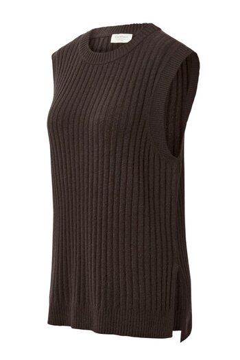 Tchibo Women Round Neck Sweater Vest, Dark Brown