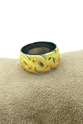 Omar Silver Yeni Tasarım Gold Altın Kaplama Işlemeli Unisex 925 Ayar Gümüş Alyans Omr7758