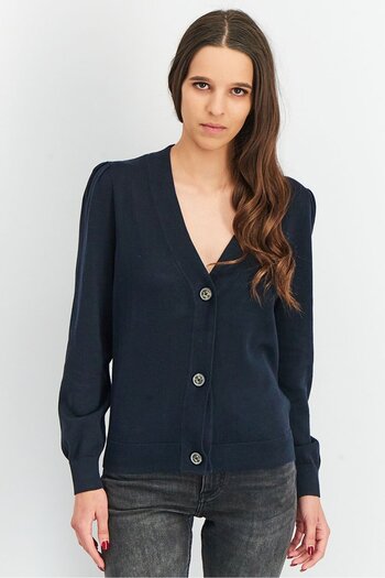 Tchibo Women V-Neck Plain Cardigan, Black