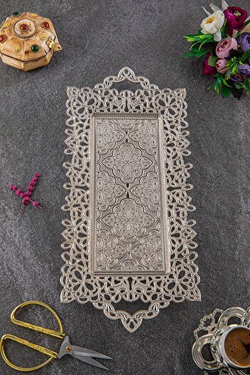 Sena Bow Lace Rectangular 2-Person Metal Presentation Tray (314-2)