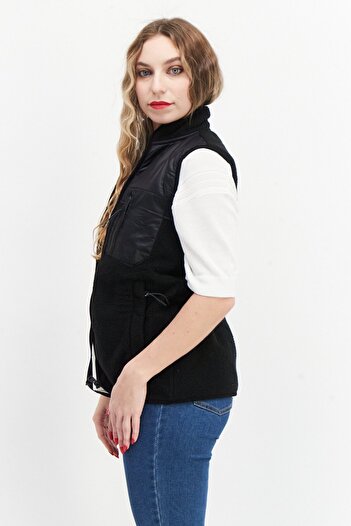Threadbare Women High Neck Zip Up Fleece Jacket, Black