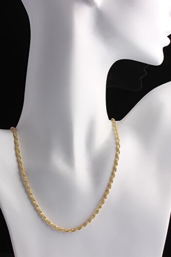 Omar Silver Unisex Halat Gümüş Zincir 3 Mm Elmas Kesim Gold Altın Kaplama Gümüş Kolye
