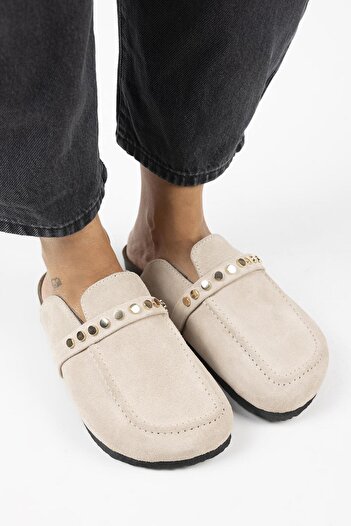 Manijero Γυναικείες παντόφλες Trock Sabo Beige από γνήσιο δέρμα Bonita 2