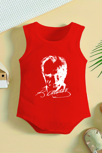 ADABEBEK 100% Cotton Ataturk Shadow Printed Baby Body with Snap Fasteners 10053-1