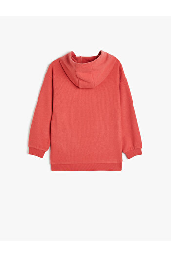 Koton Long Sleeve Applique Detailed Oversize Hooded Sweatshirt