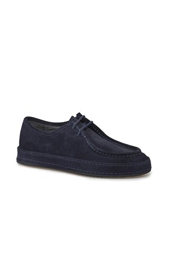 Jakamen Navy Blue 100% Leather Laced Casual Suede Shoes