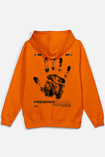 Overoz Presence Existence Existence Karma Πίσω εμπριμέ με κουκούλα Oversize Φούτερ Πορτοκαλί Hoodie H1217