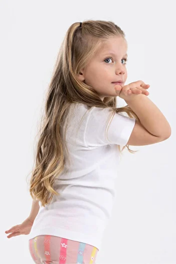 BAYKAR Girl's Cotton Neck Side Seamless Undershirt T-Shirt White