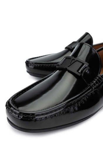 Valentino Erkek Hakiki Deri Siyah Loafer Ayakkabı