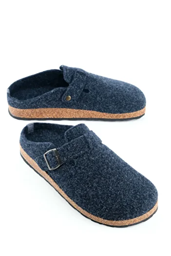 GEZER Men's Winter Cork Sole Single Buckle Adjustable Comfortable Sole Felt Home Garden Slippers