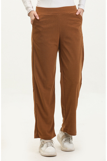 sefamerve Velvet Wide Leg Trousers 77602-06 Tan