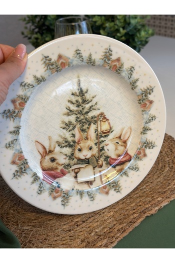 Decamor home 6 Pieces Rabbit Patterned Serving Plate New Year's Themed Serving Plate