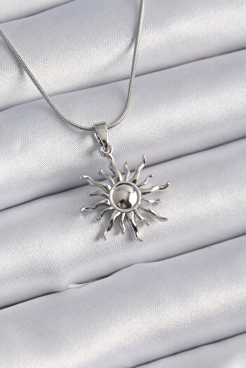 Moka Shopin Mokashopin 316L Steel Silver Color Sun Model Vintage Women's Necklace