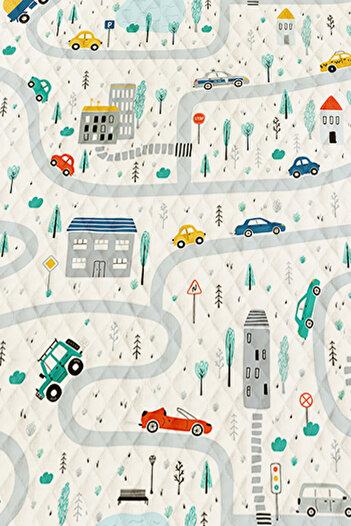 Else Dekor Car Driving Traffic Patterned Boys' Single Pique Set Quilted Bedspread