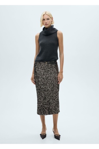 MANGO Woman Sequin Midi Skirt