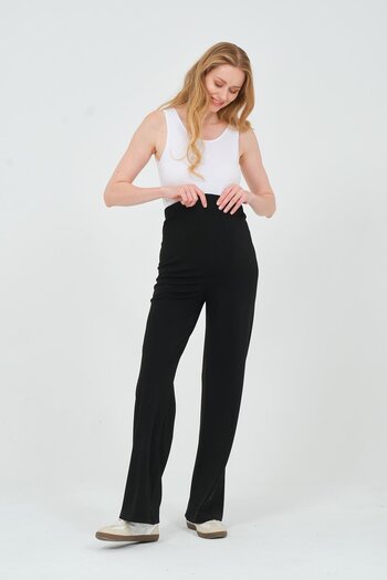 BUSA High Waist Thermal Wide Leg Maternity Tracksuit - Black