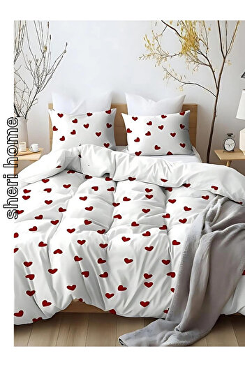 Sheri Home kalpli çift kişilik çift taraflı nevresim+2 adet yastık kılıfı