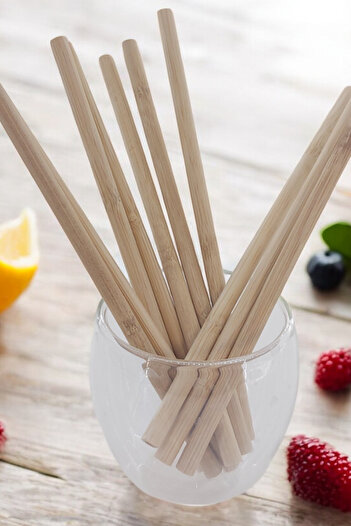 küche haus 10 Bamboo Straws - Washable, Natural Eco-Friendly, Vegan