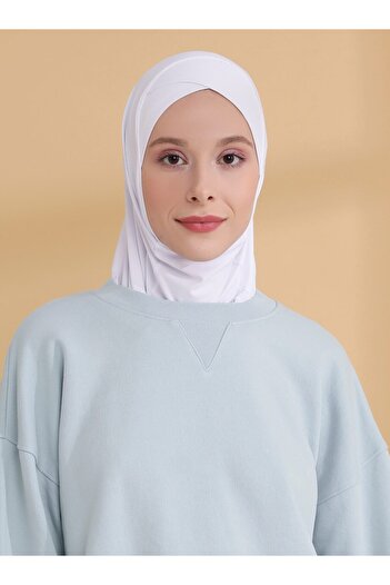 Tuva Şal White Tuva Cross Hijab Sports Bonnet