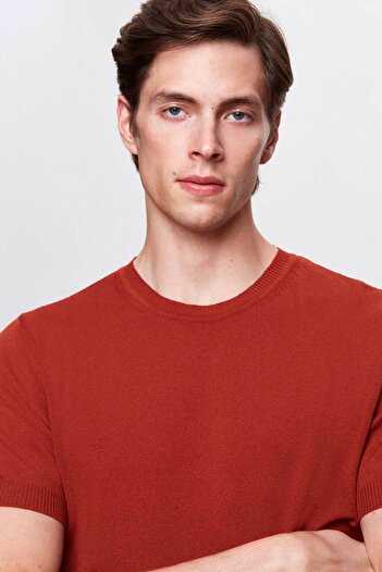 Twn Slim Fit Tile Plain Knit Rayon Knitted Sweater T-Shirt