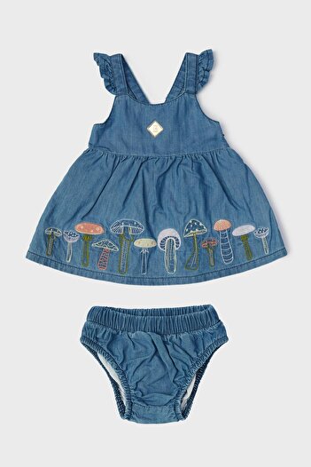 Layette Bg Store Kız Bebek Denim Elbise