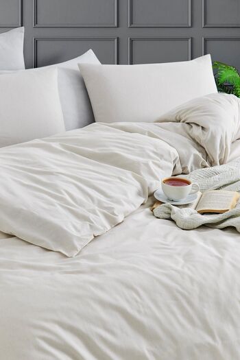 Tabu Home Yarn-Dyed Beige Sheet Elastic Single Duvet Cover Set