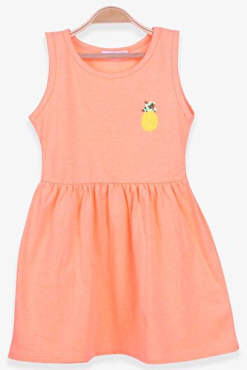 Macawi Girl's Dress Pineapple Patterned 1.5-5 Years, Neon Orange
