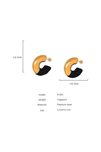 New Obsessions Stainless Black Enamel Plump Hoop Earrings