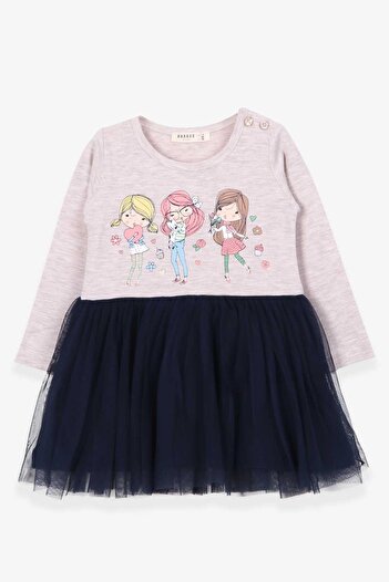 Breeze Girl's Long Sleeve Dress Printed 1.5-5 Years, Beige Melange