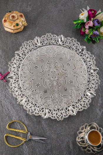 Sena Motif Round Metal Tray for 6 People (355-6)