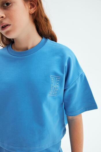 Tyess Bg Store Kız Çocuk Mavi Tshirt 23psstj4515