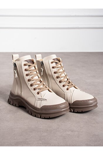 Alemdar Shoes FEMME Krem Fermuar Detaylı Kadın Bot