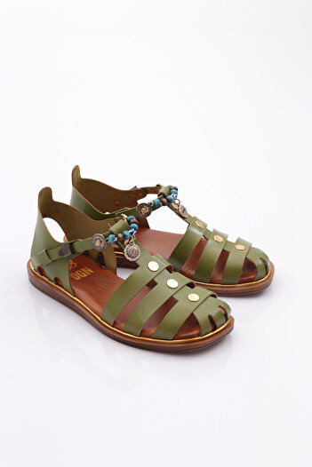 DGN Women's Ankle Strap Beaded Sandals Avocado 4173289